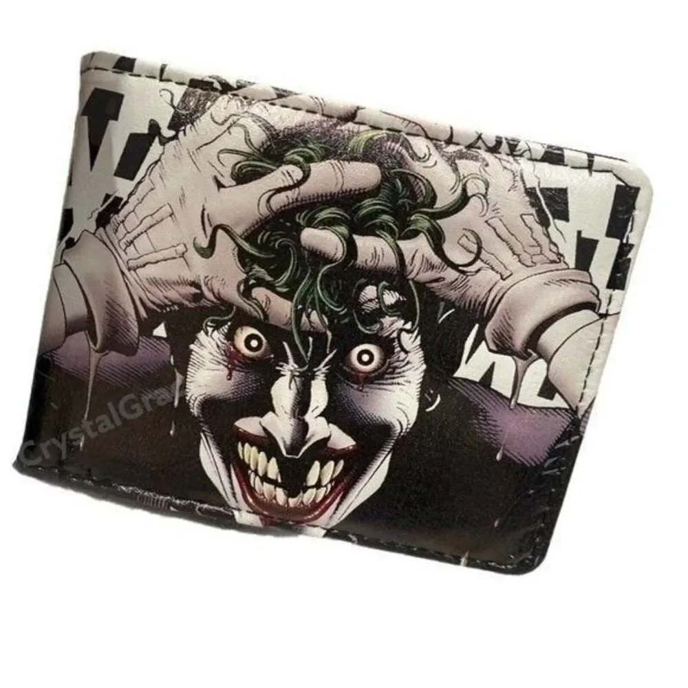 DC Comics Joker Wallet Mens Bifold Leather Black ID Window Batman Comic Villains